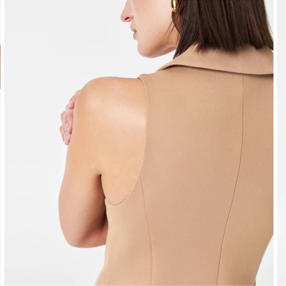 NWT SPANX Ponte Vest Dress Toffee Tan Large Business Casual Figure Flattering - Picture 5 of 15